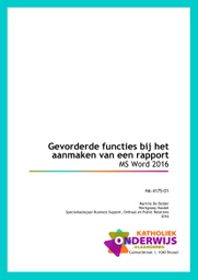 Gevorderde functies bij het aanmaken van een rapport - MS Word 2016